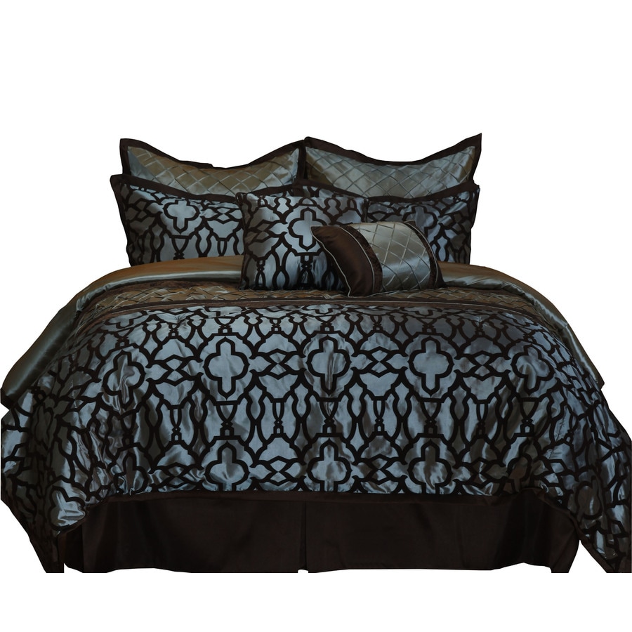 Stratford Park JORDAN8CK Jordan 8-Piece Spa Blue/Chocolate California King Comforter Set