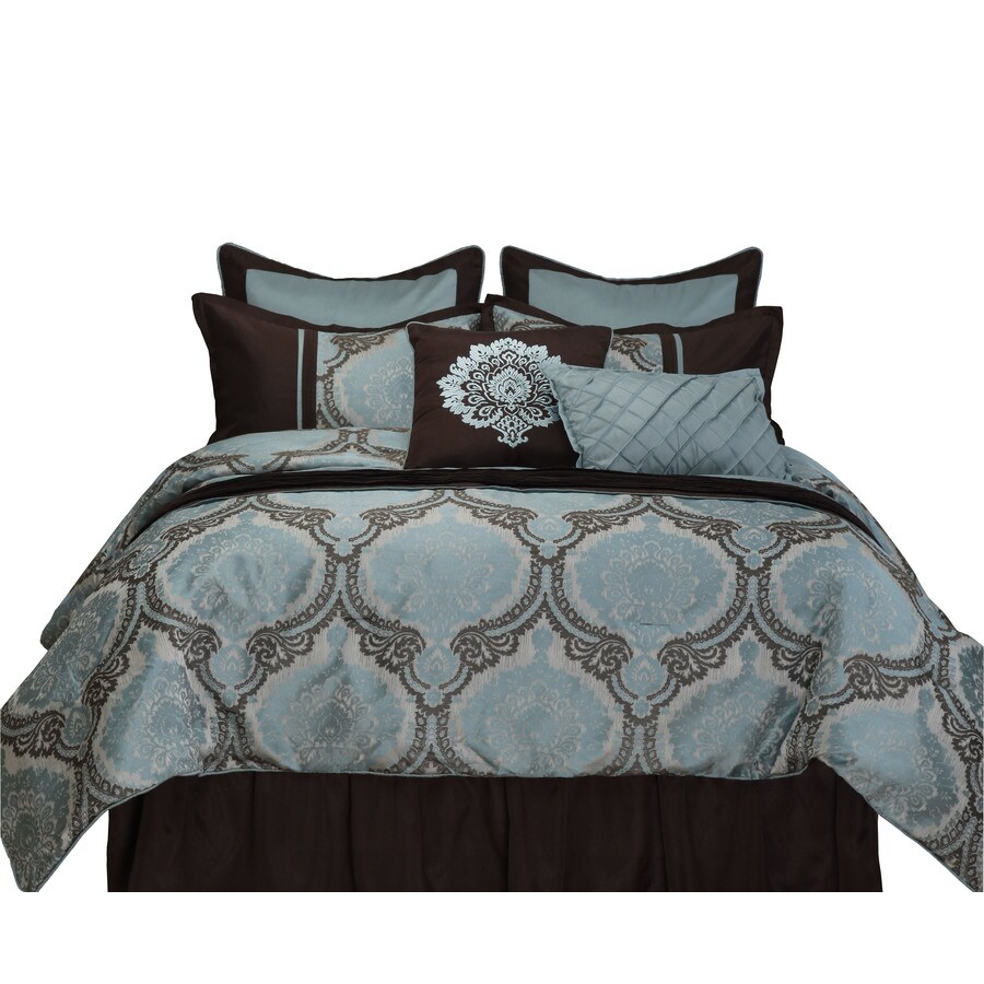 Stratford Park Sofia 8 Piece Teal Ivory Chocolate King Comforter Set At