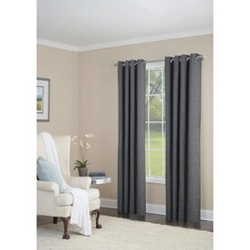 allen + roth Silcroft 84-in Gunmetal Chenille Light Filtering Single Curtain Panel