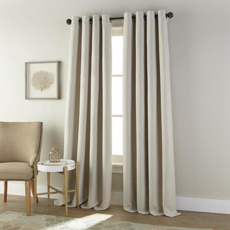 Allen + roth 84-in Stone Polyester Light Filtering Single Curtain Panel ...