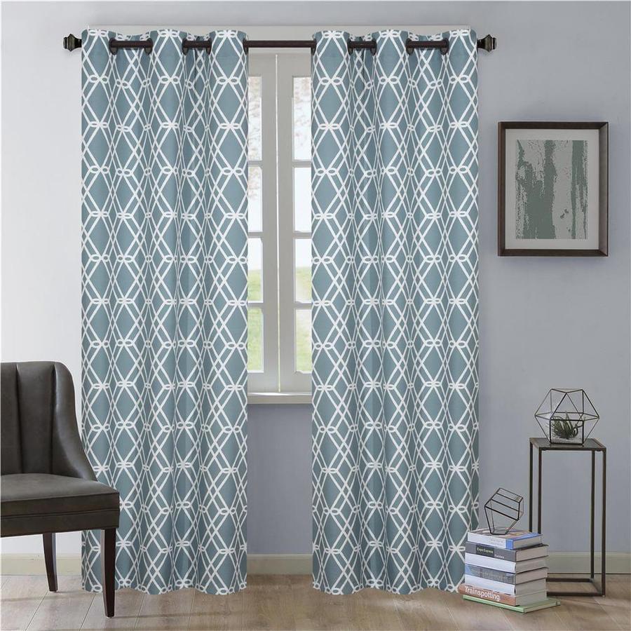 Allen Roth 84 In Aqua Polyester Light Filtering Curtain Panel