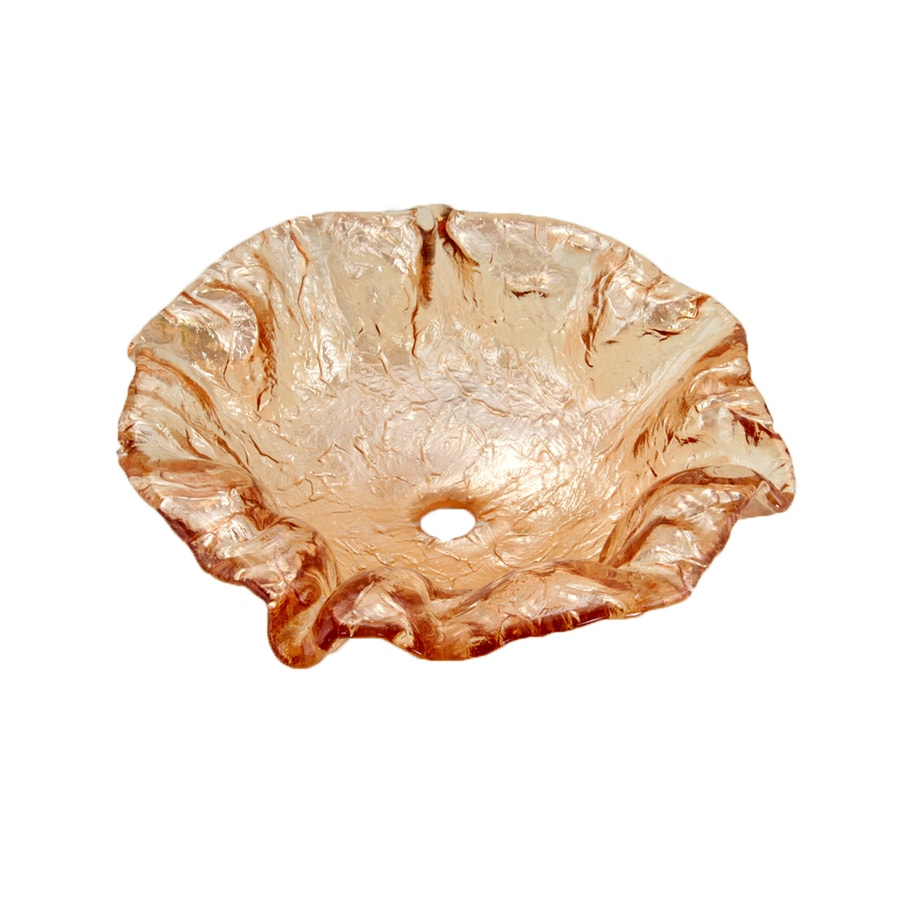 JSG Oceana Champagne Gold Glass Vessel Round Bathroom Sink at