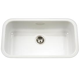 Porcelain Kitchen Sinks At Lowes Houzer Porcela 17 In X 30 9 White Single Basin Undermount Residential Kitchen