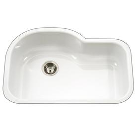 Porcelain Kitchen Sinks At Lowes Houzer Porcela 20 687 In X 31 25 White Single Basin Undermount Residential Kitchen