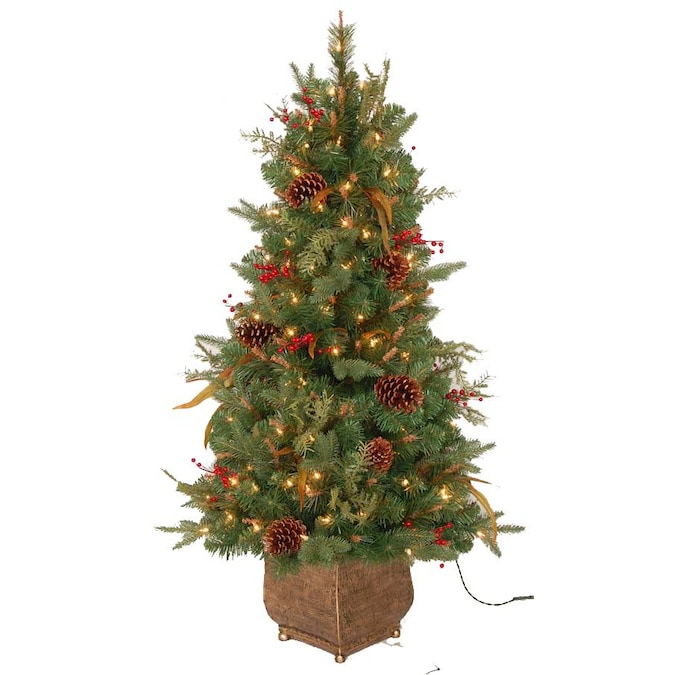 Holiday Living 4-ft Indoor/Outdoor Fir Pre-lit Decorative Artificial Holiday Living Pre-lit Mckenney Fir Tree