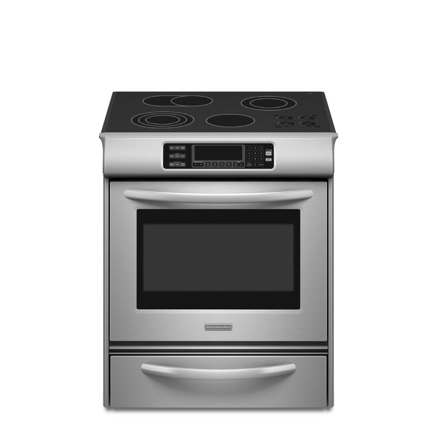 KitchenAid KESS908SPS Architect Ii Smooth Surface 4.1-cu ft Self-Cleaning Slide-In Convection Electric Range (Stainless Steel) (Common: 30-in; Actual 30-in)