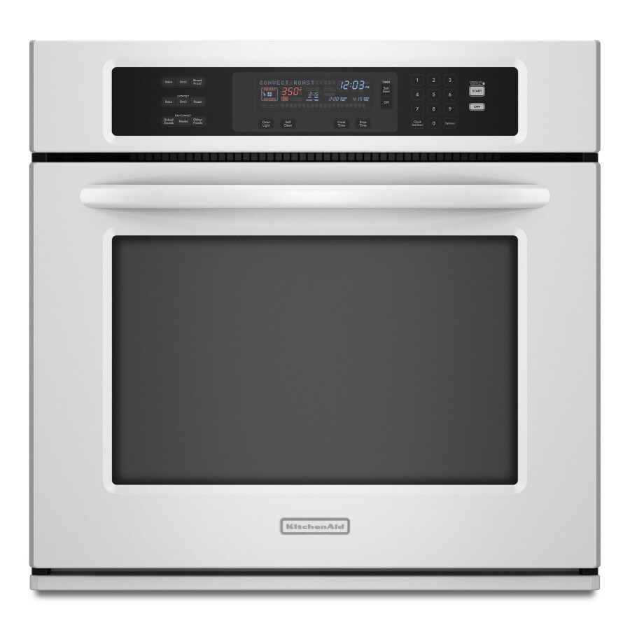 KitchenAid 27in Convection Single Electric Wall Oven (White) in the