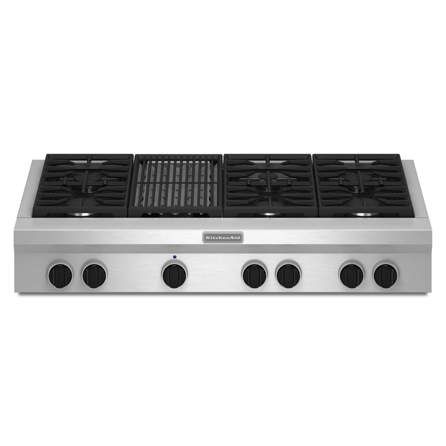 Kitchenaid 48 Inch Gas Cooktop Color Stainless At Lowes Com