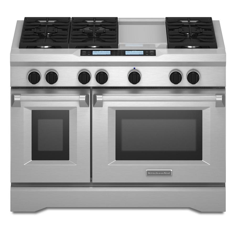 KitchenAid 48in 6Burner 4.1cu ft/2.2cu ft Double Oven Convection Dual Fuel Range (Stainless