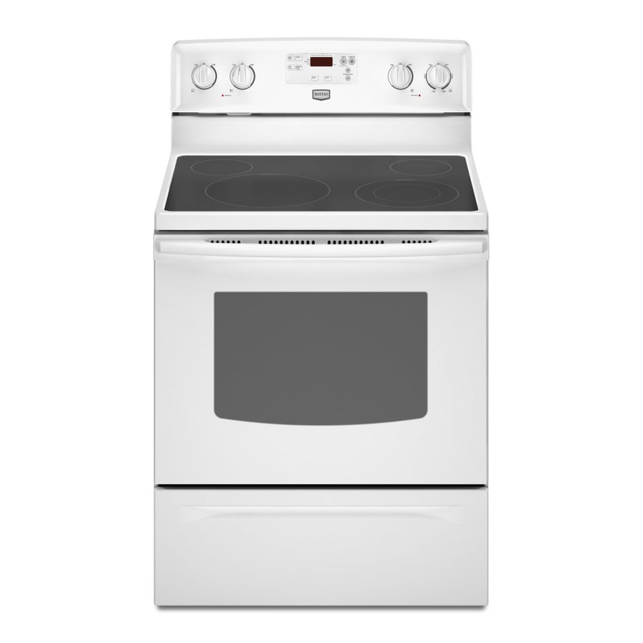 Maytag 30 In Glass Top Self Cleaning Electric Range White At