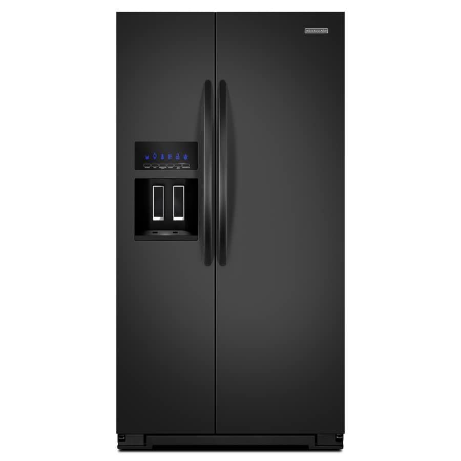 KitchenAid 23.9-cu ft Side-by-Side Refrigerator with Ice Maker (Black) at 