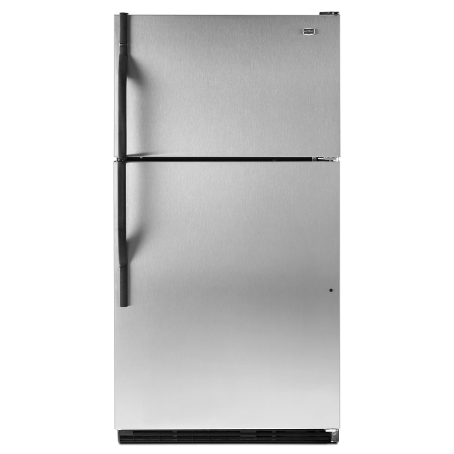 Maytag 20.6-cu ft Top-Freezer Refrigerator with Ice Maker (Stainless 