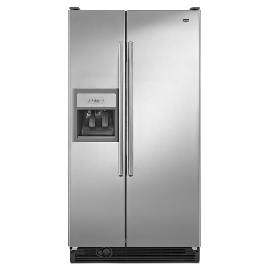 Maytag 25 1 Cu Ft Side By Side Refrigerator Stainless Steel Energy Star In The Side By Side Refrigerators Department At Lowes Com
