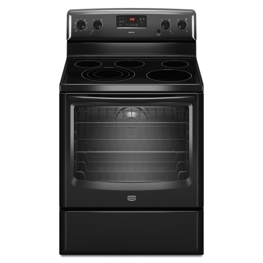 Maytag MER8775AB 30-in Glass Top Self-Cleaning Electric Range (Black)