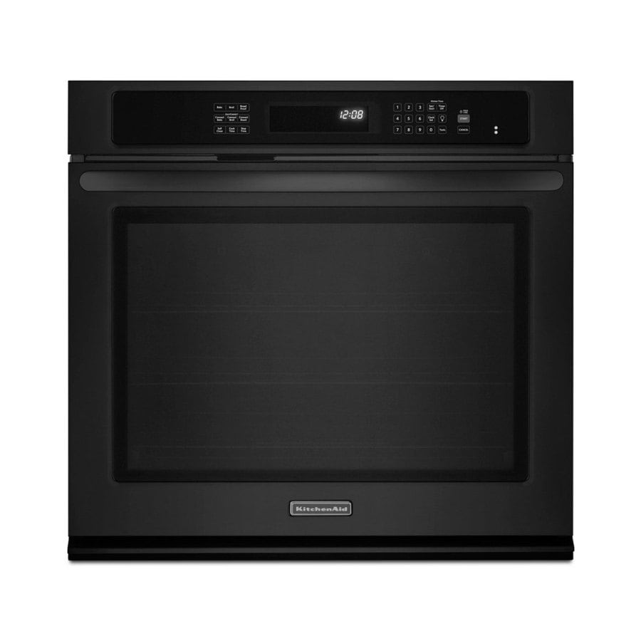 KitchenAid KEBS179BBL 27 Self-cleaning Convection Single Electric Wall Oven (Black)