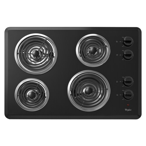 Whirlpool 30in 4 Elements Coil Black Electric Cooktop in the Electric
