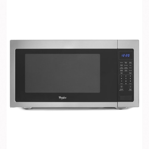 Whirlpool 2.2-cu ft 1200-Watt Countertop Microwave (Black on Stainless ...