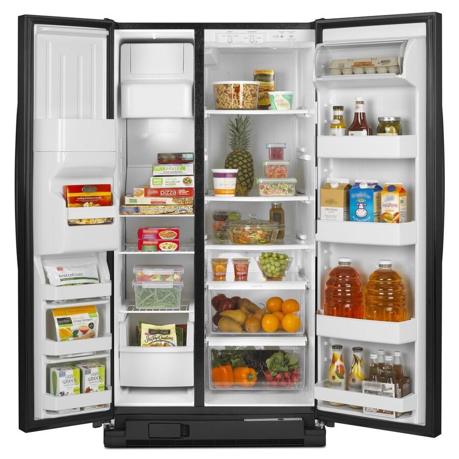 Amana 24.5-cu ft Side-by-Side Refrigerator with Ice Maker (Black) at ...