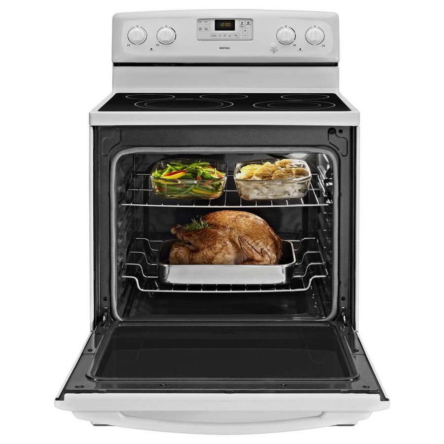 Maytag 30in Glass Top SelfCleaning Electric Range (White) at
