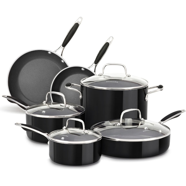 Kitchenaid 10 Piece 8 16 In Aluminum Cookware Set With Lid The Cooking Pans Skillets Department At Com - Eggplant Color Paint Kitchenaid