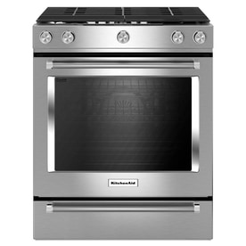 KitchenAid 5-Burner 5.8-cu ft Self-Cleaning Slide-In Convection Gas Range (Stainless steel) (Common: 30-in; Actual 29.875-in)
