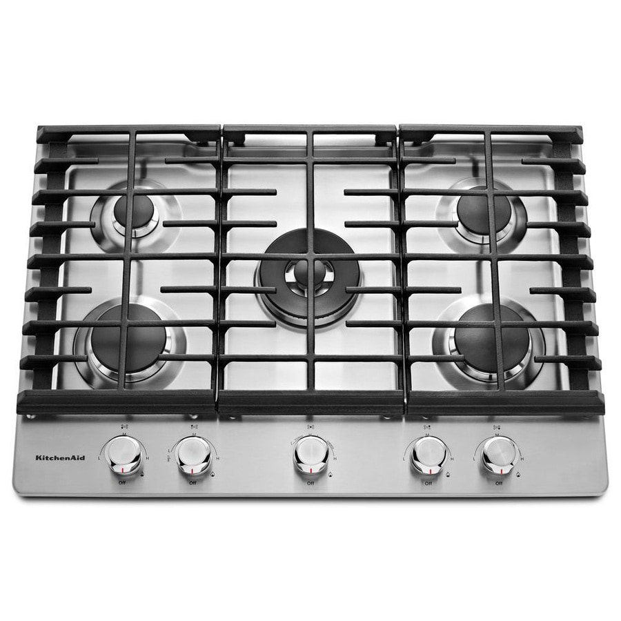 KitchenAid 30-in 5-Burner Stainless Steel Gas Cooktop ...