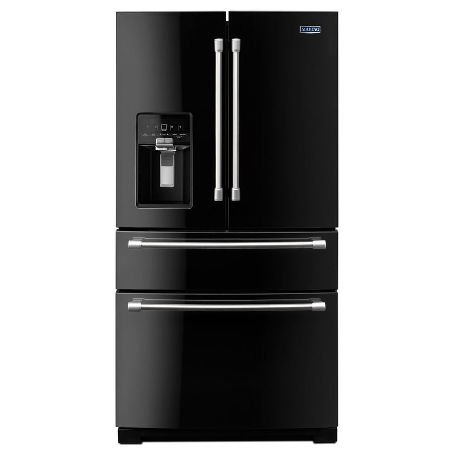 Maytag 26.2-cu ft 4-Door French Door Refrigerator with Single Ice Maker (Black) at Lowes.com