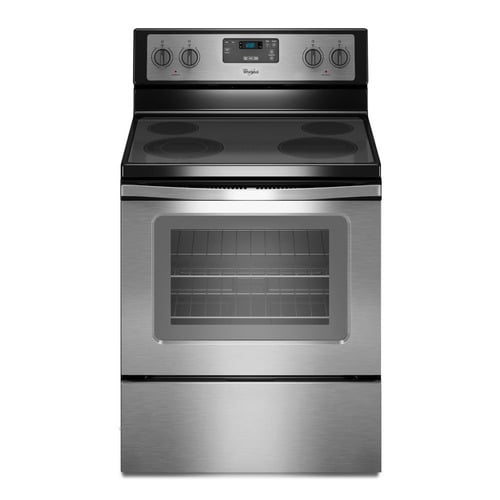 Whirlpool Smooth Surface 4 Elements 4.8-cu ft Freestanding Electric Range (Black-on-stainless) (Common: 30-in; Actual: 29.875-in) at Lowes.com