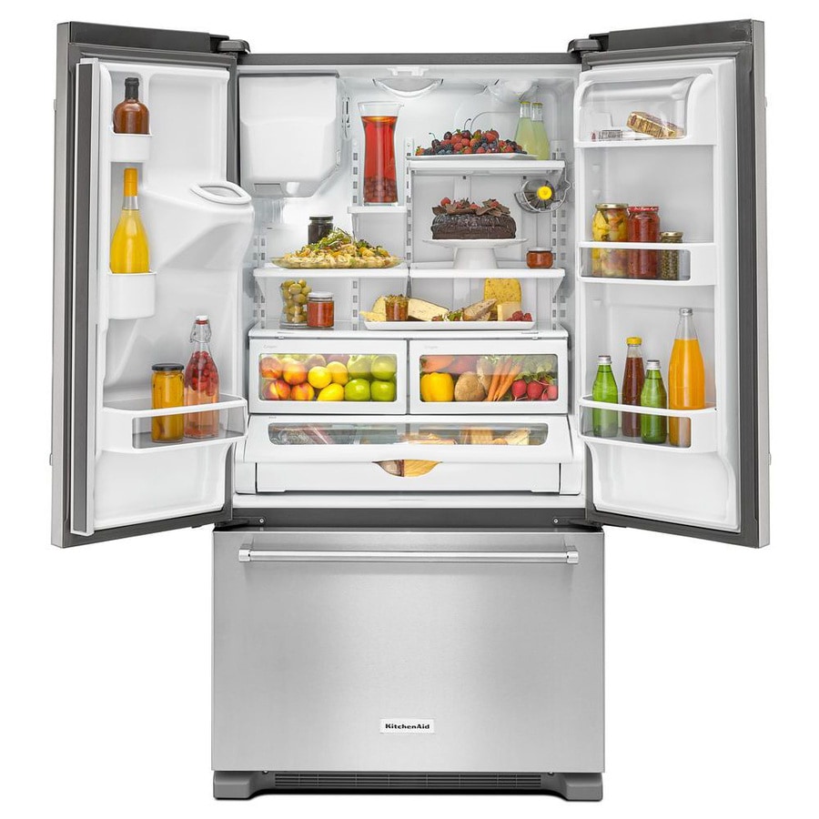 KitchenAid 19.72-cu ft Counter-Depth French Door Refrigerator with ...
