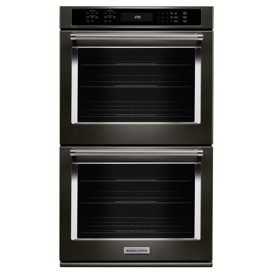 Shop KitchenAid SelfCleaning Convection Double Electric Wall Oven (Black Stainless Steel