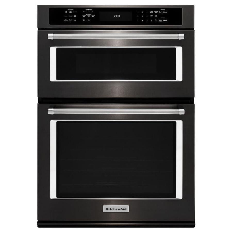 27 Inch Wall Oven Microwave Combo Black Stainless Steel
