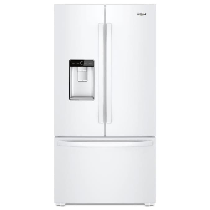 Whirlpool 23 8 Cu Ft 3 Door Counter Depth 36 In French Door Refrigerator With Exterior Ice And Water Dispenser White In The French Door Refrigerators Department At Lowes Com
