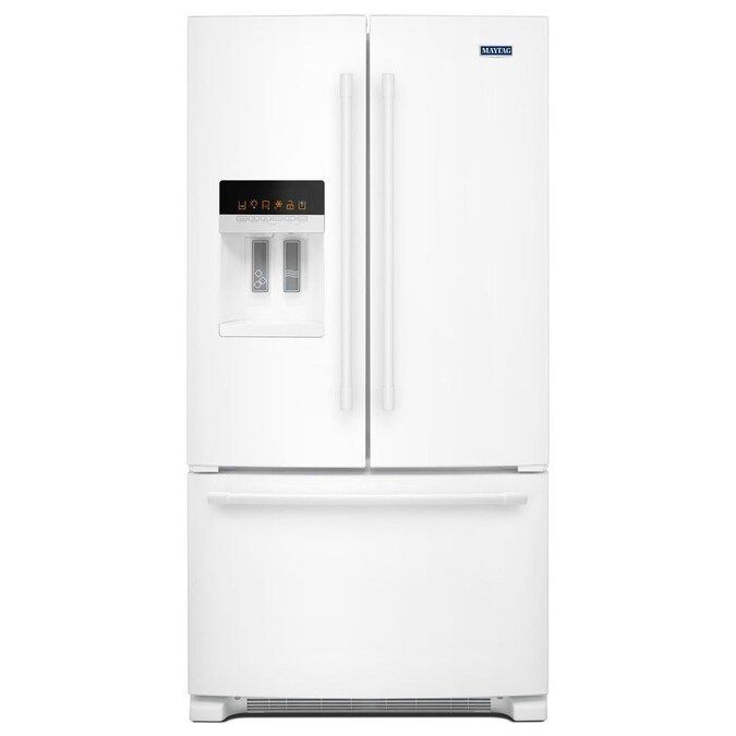 Maytag 24 7 Cu Ft French Door Refrigerator With Ice Maker White Energy Star In The French Door Refrigerators Department At Lowes Com