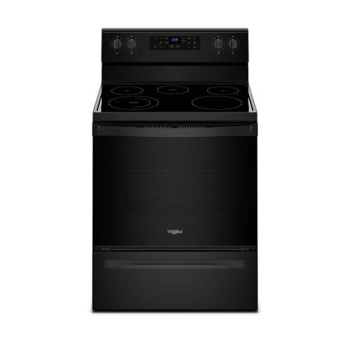 Whirlpool Smooth Surface 5 Elements 5.3cu ft Steam Cleaning Freestanding Electric Range (Black