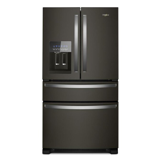 Whirlpool 24 5 Cu Ft 4 Door French Door Refrigerator With Ice Maker Fingerprint Resistant Black Stainless Energy Star In The French Door Refrigerators Department At Lowes Com