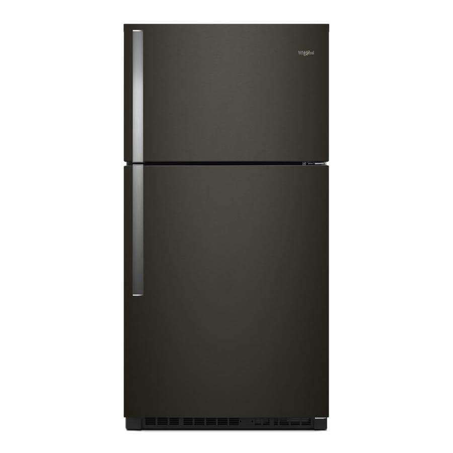 Whirlpool 21.3-cu ft Top-Freezer Refrigerator (Fingerprint Resistant Whirlpool Black Stainless Steel Refrigerator