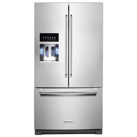 Kitchenaid 26 8 Cu Ft Standard Depth 36 In French Door Refrigerator Exterior Ice And Water Stainless Steel With Printshield Finish Lowes Inventory Checker Brickseek