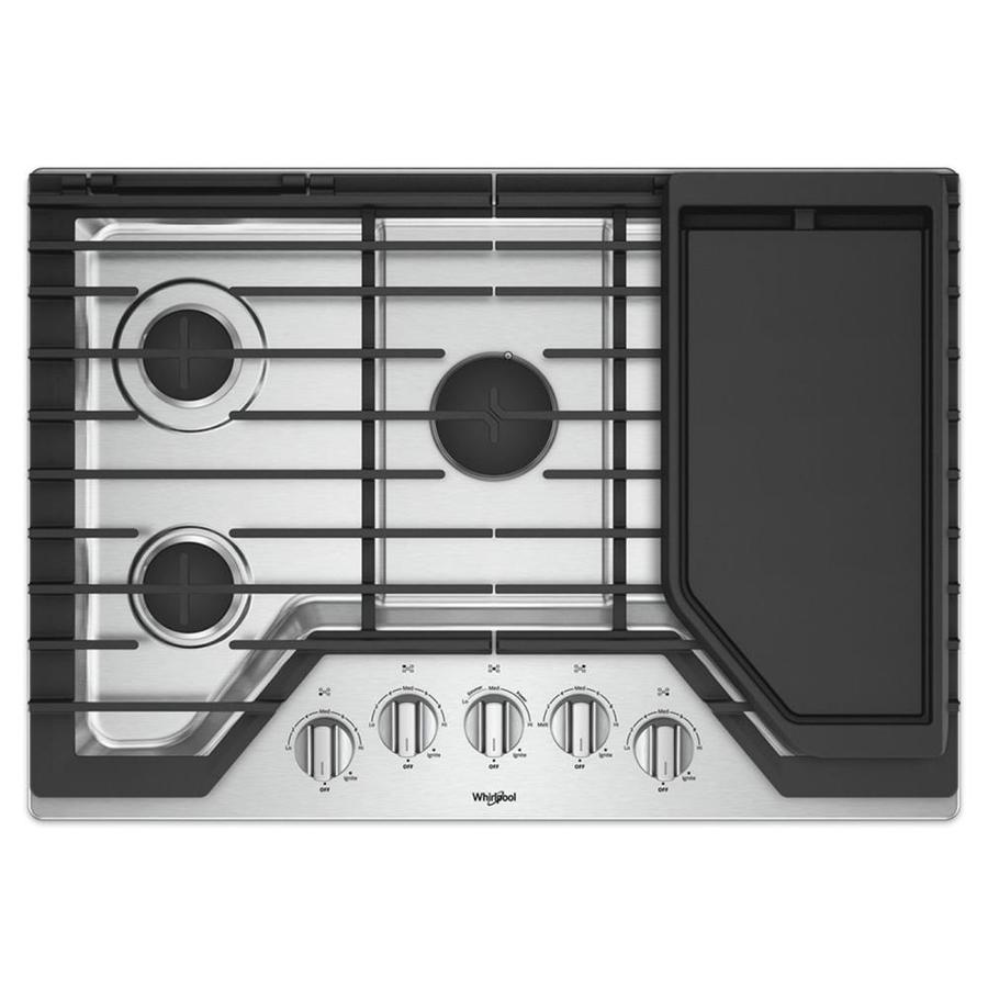 Whirlpool 5Burner 30in Gas Cooktop with Griddle and EZ2LIFT hinged