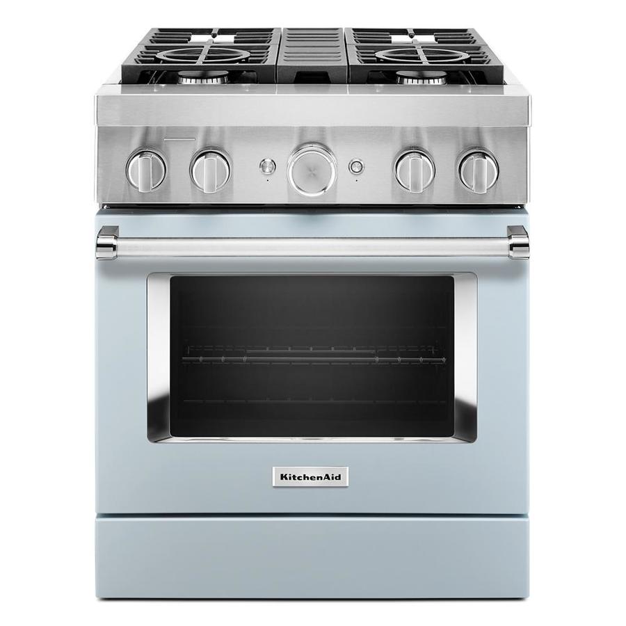KitchenAid Blue Single Oven Dual Fuel Ranges at