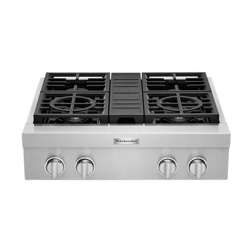 KitchenAid 30in 4 Burners Stainless Steel Gas Cooktop in the Gas