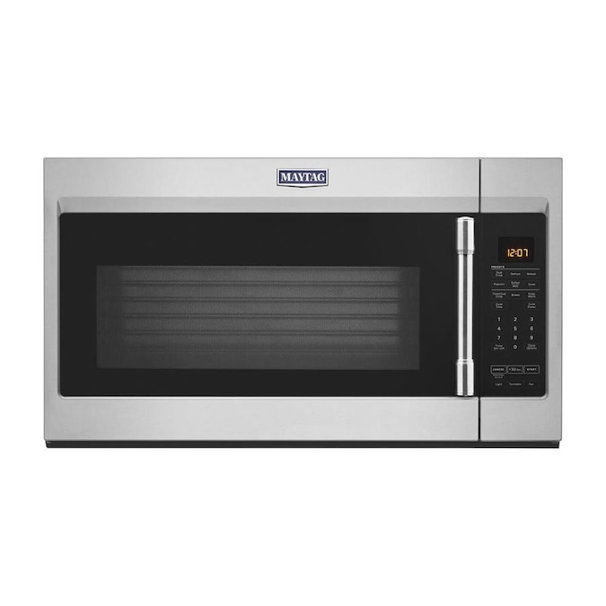 Maytag 1 9 Cu Ft Over The Range Microwave With Dual Crisp Feature Fingerprint Resistant Stainless Steel In Microwaves Department At Lowes Maytag 1 9 Cu Ft Over The Range