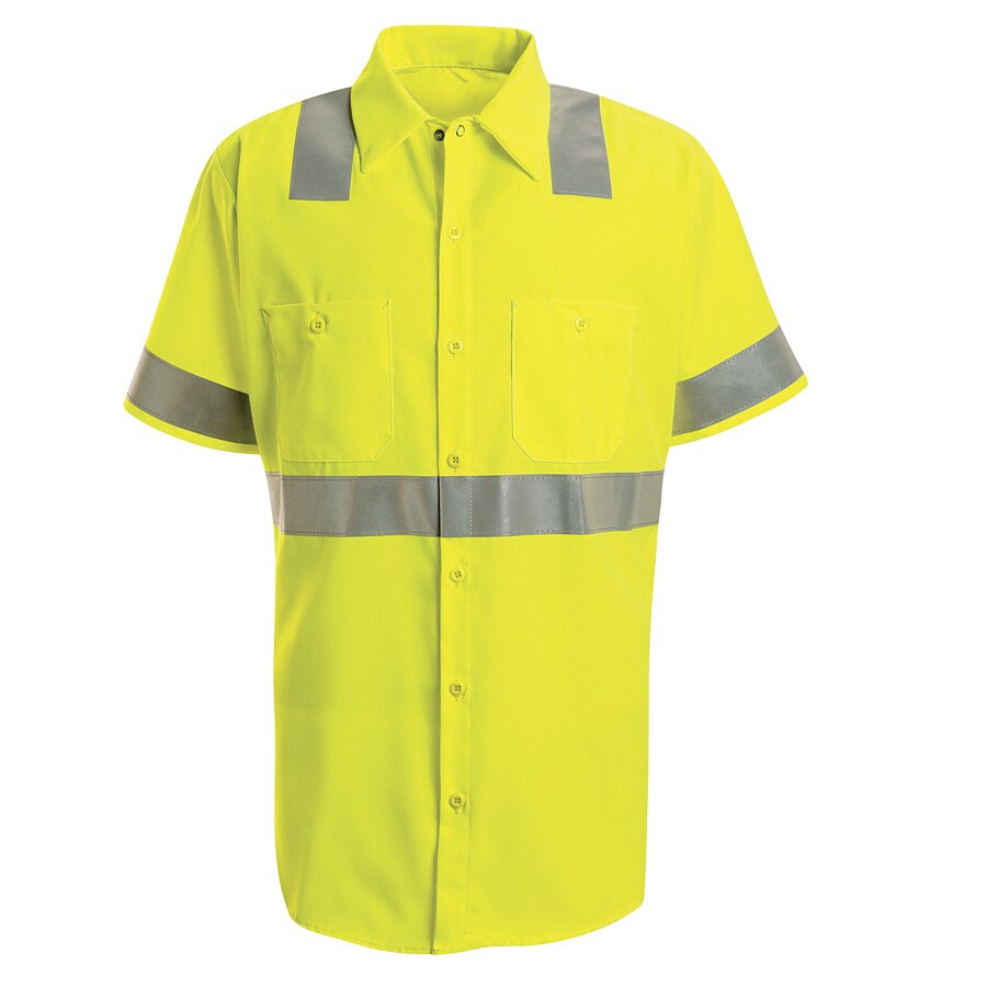 Red Kap Men's 4XL Fluorescent Yellow Poplin Polyester Short Sleeve