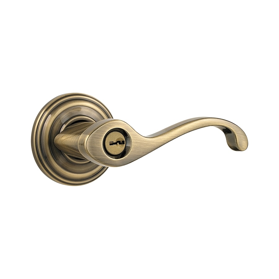 Signature Commonwealth Antique Brass Reversible Keyed Entry Door Handle