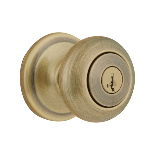 Kwikset Juno Smartkey Antique Brass Mushroom Keyed Entry Door Knob at ...