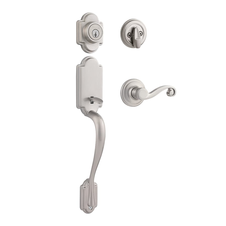 Kwikset Arlington Satin Nickel Smartkey Single-Cylinder Deadbolt Keyed Entry Door Handleset Lido