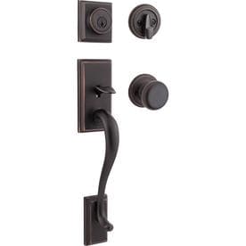 Handlesets At Lowes Kwikset Hawthorne Venetian Bronze Smartkey Single Cylinder Deadbolt Keyed Entry Door Handleset