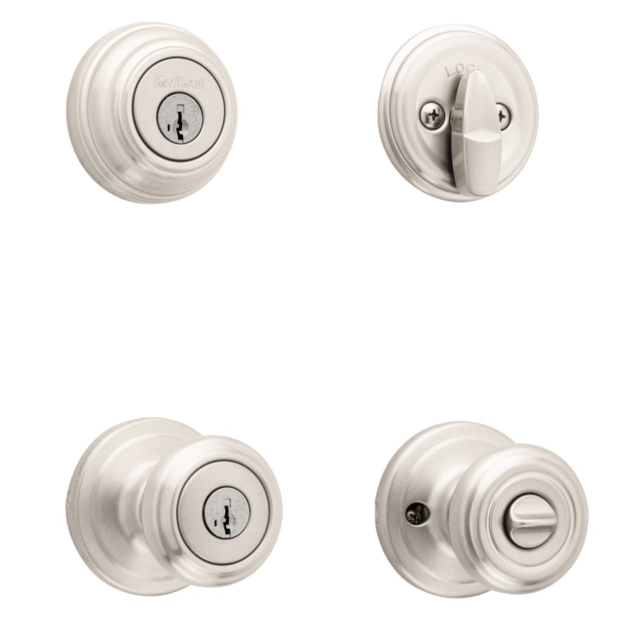 silver door knob with lock