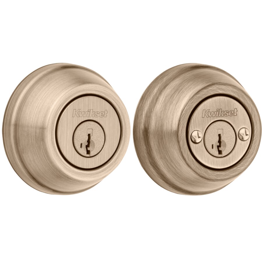 Kwikset Gatelatch Antique Kw1 Antique Brass With Smartkey Double Cylinder Deadbolt In The 8189