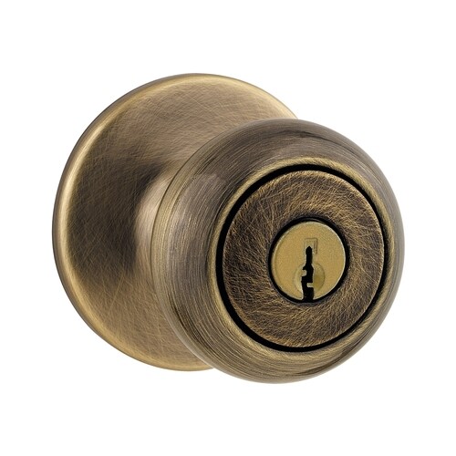 Kwikset Cove Antique Brass Keyed Entry Door Knob Single Pack At