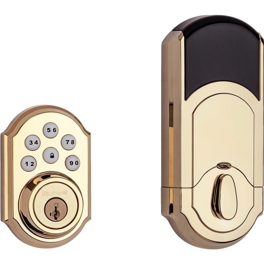 Smartcode 910 Lifetime Polished Brass Single Cylinder Deadbolt 1 Cylinder Smartkey Lighted Keypad Built In Z Wave